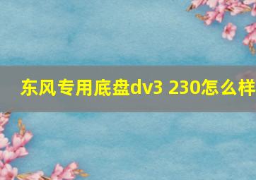 东风专用底盘dv3 230怎么样